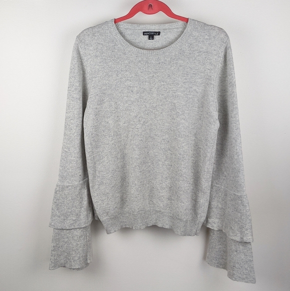 J. Crew Sweaters - J. Crew Mercantile Gray Tiered Bell Sleeve Sweater